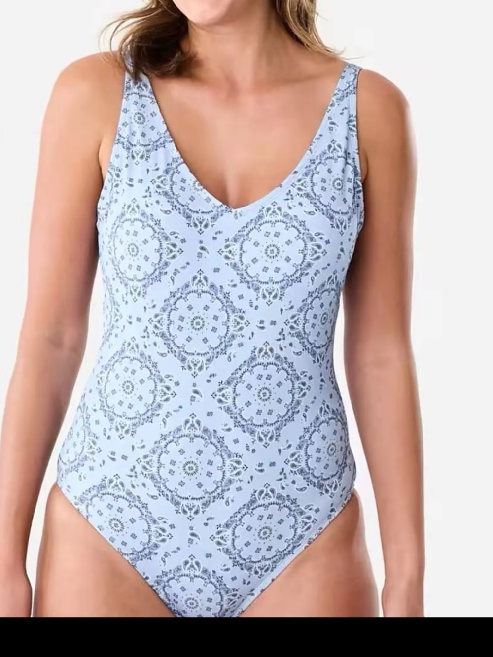 ANKO SWIM Printed One-Piece Adjustable Paisley Boho Print Pool Beach Swimsuit